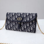 Christian Dior Bobby East-West Pouch With Chain Dark Blue